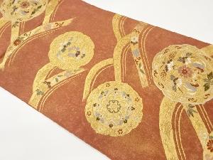 引箔華紋・向かい鳥・花々模様織出し袋帯